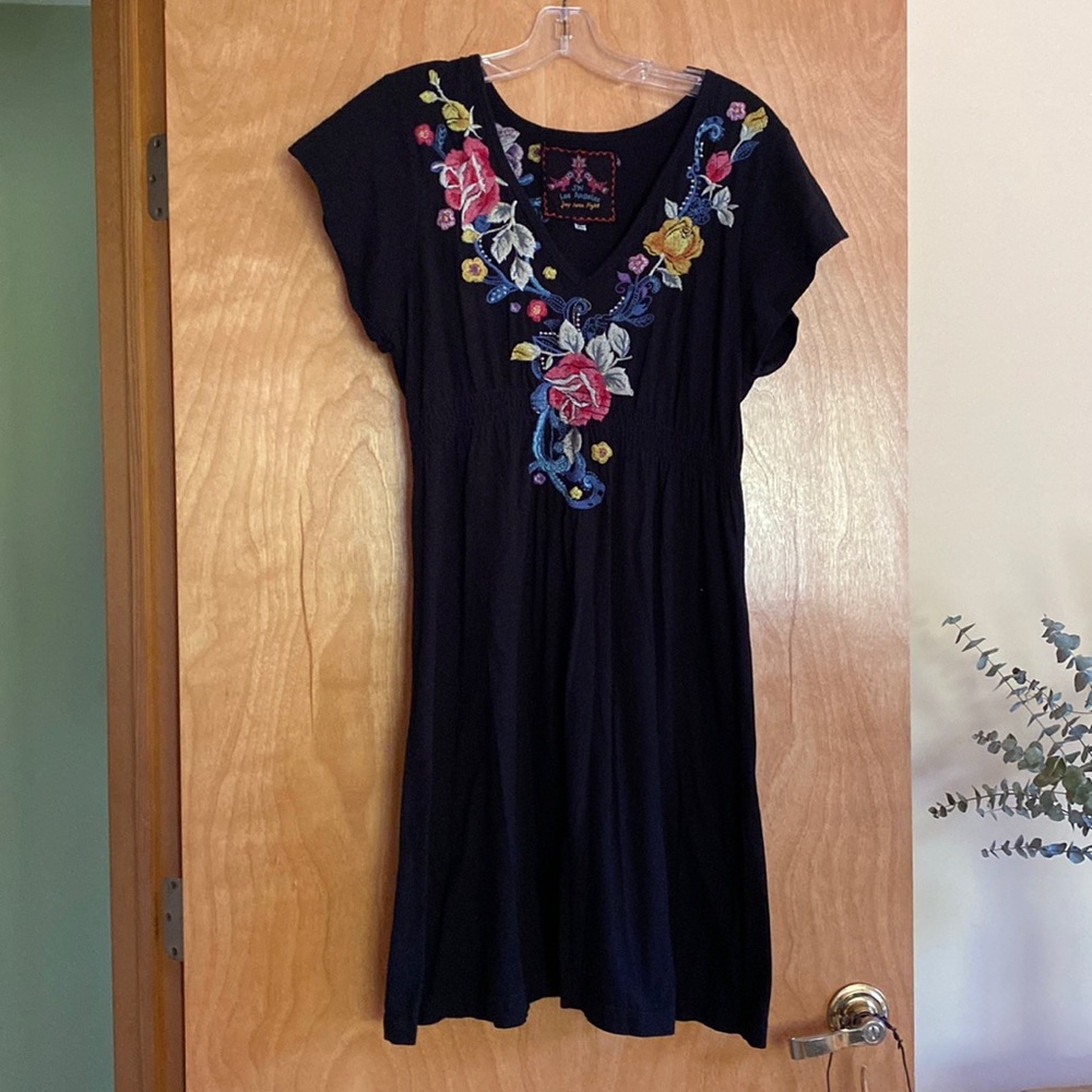 Johnny Was Black Embroidered Dress